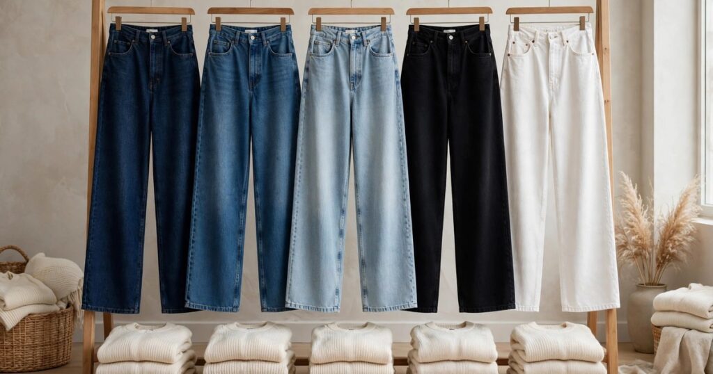 Wide leg jeans wash guide 2026 in dark indigo mid blue light wash black and white for women